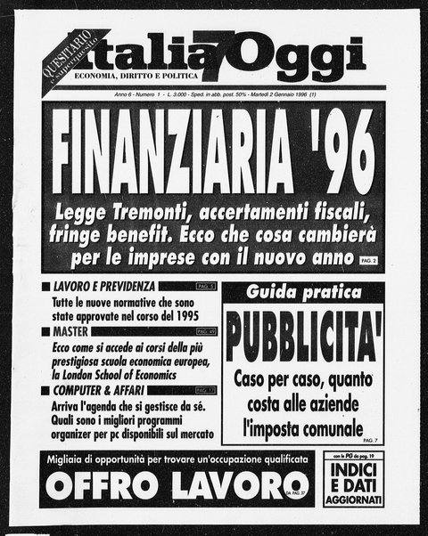 Italia oggi : quotidiano di economia finanza e politica